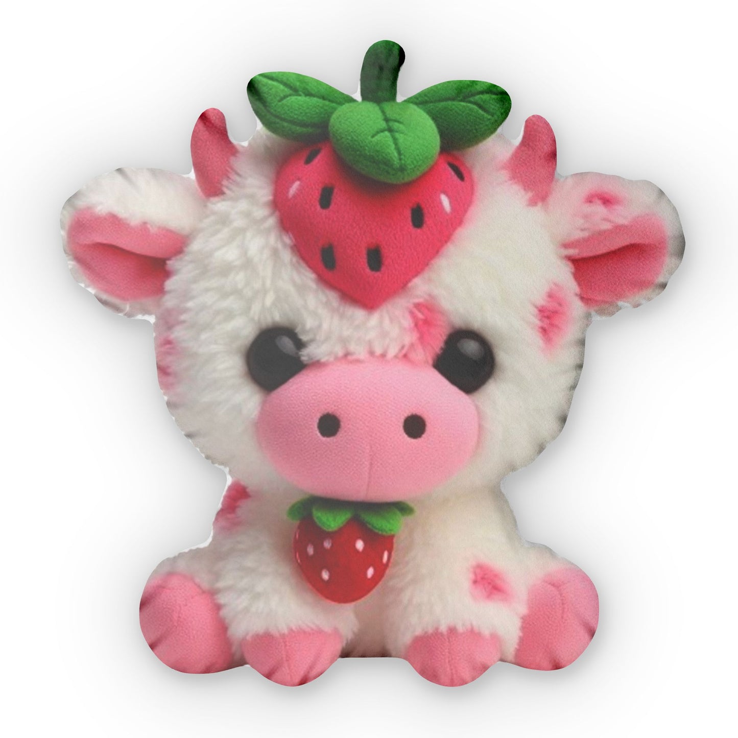 Cow | Strawberry Plush Cow | Cow Plushie | Stuffed | Strawberry cow | Gifts for her - Shaped Pillow