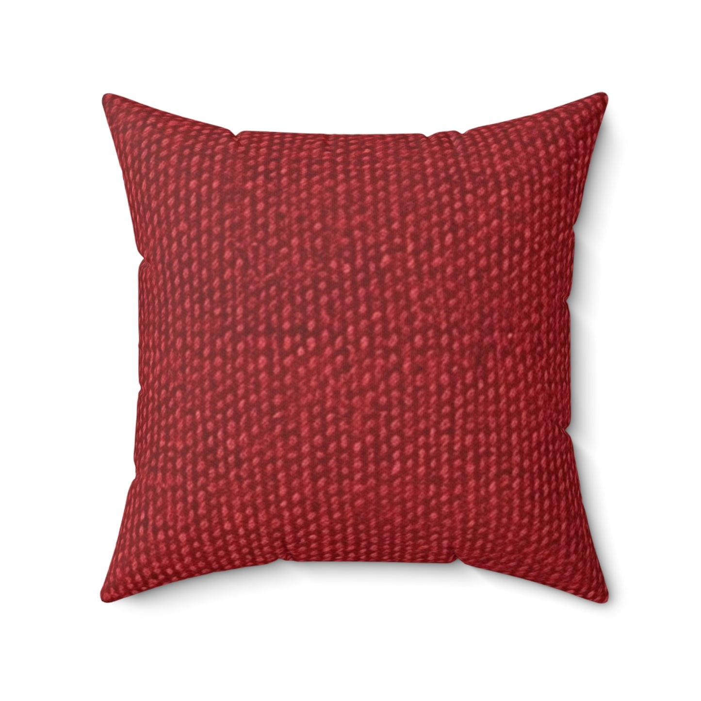 Bold Ruby Red: Denim-Inspired, Passionate Fabric Style - Spun Polyester Square Pillow