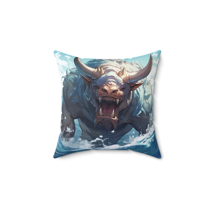 Bull Shark Fusion: Water Fantasy - Hybrid Ocean Marine Animal - Spun Polyester Square Pillow