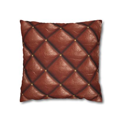 Brown Leather Cognac Pattern Rugged Durable Design Style - Spun Polyester Square Pillow Case