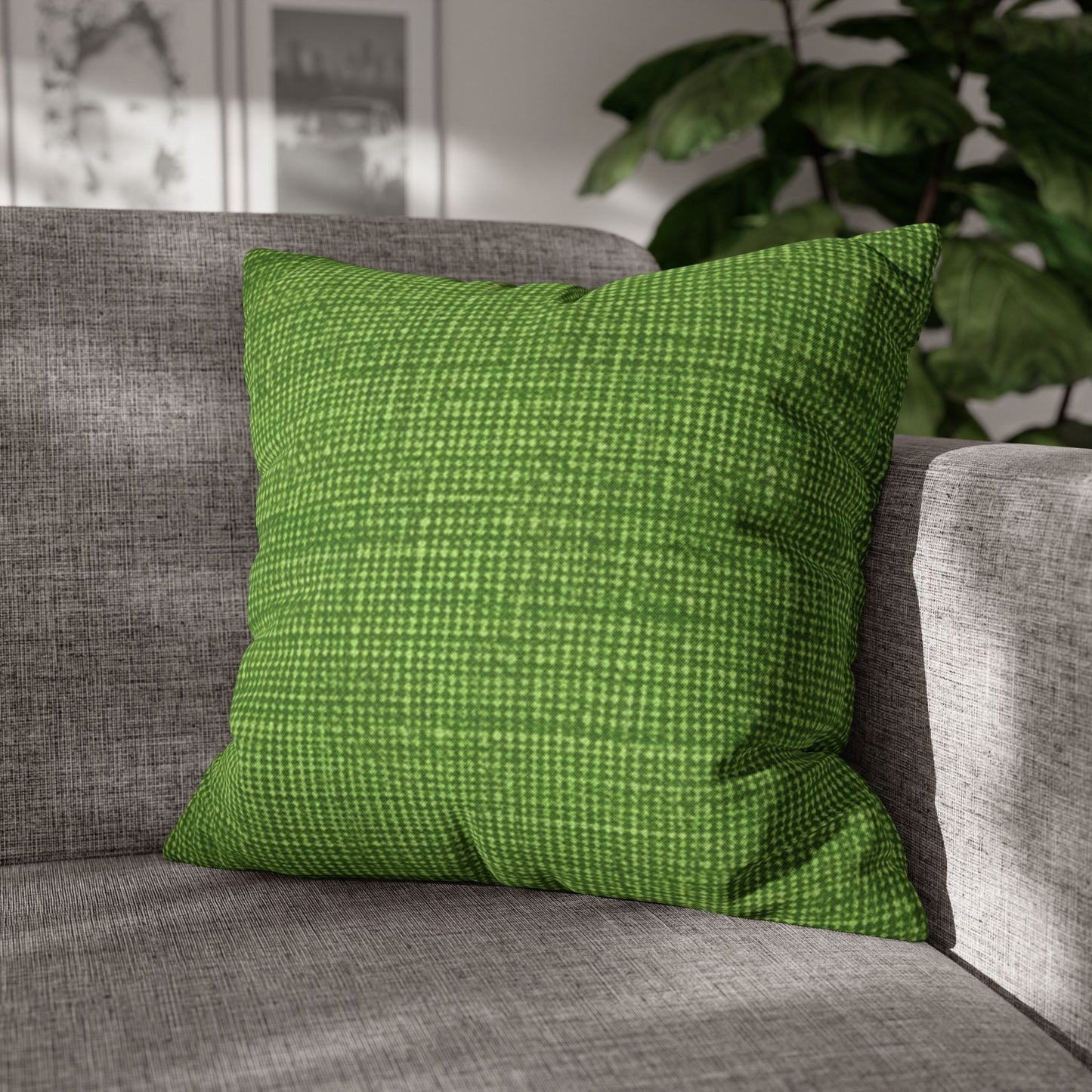 Olive Green Denim-Style: Seamless, Textured Fabric - Spun Polyester Square Pillow Case