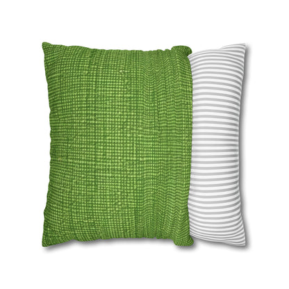 Olive Green Denim-Style: Seamless, Textured Fabric - Spun Polyester Square Pillow Case