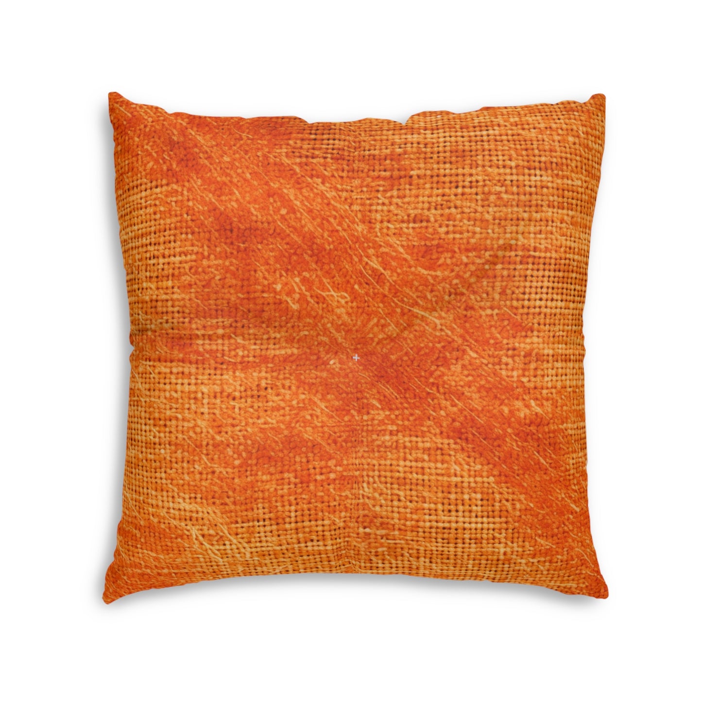 Burnt Orange/Rust: Denim-Inspired Autumn Fall Color Fabric - Tufted Floor Pillow, Square