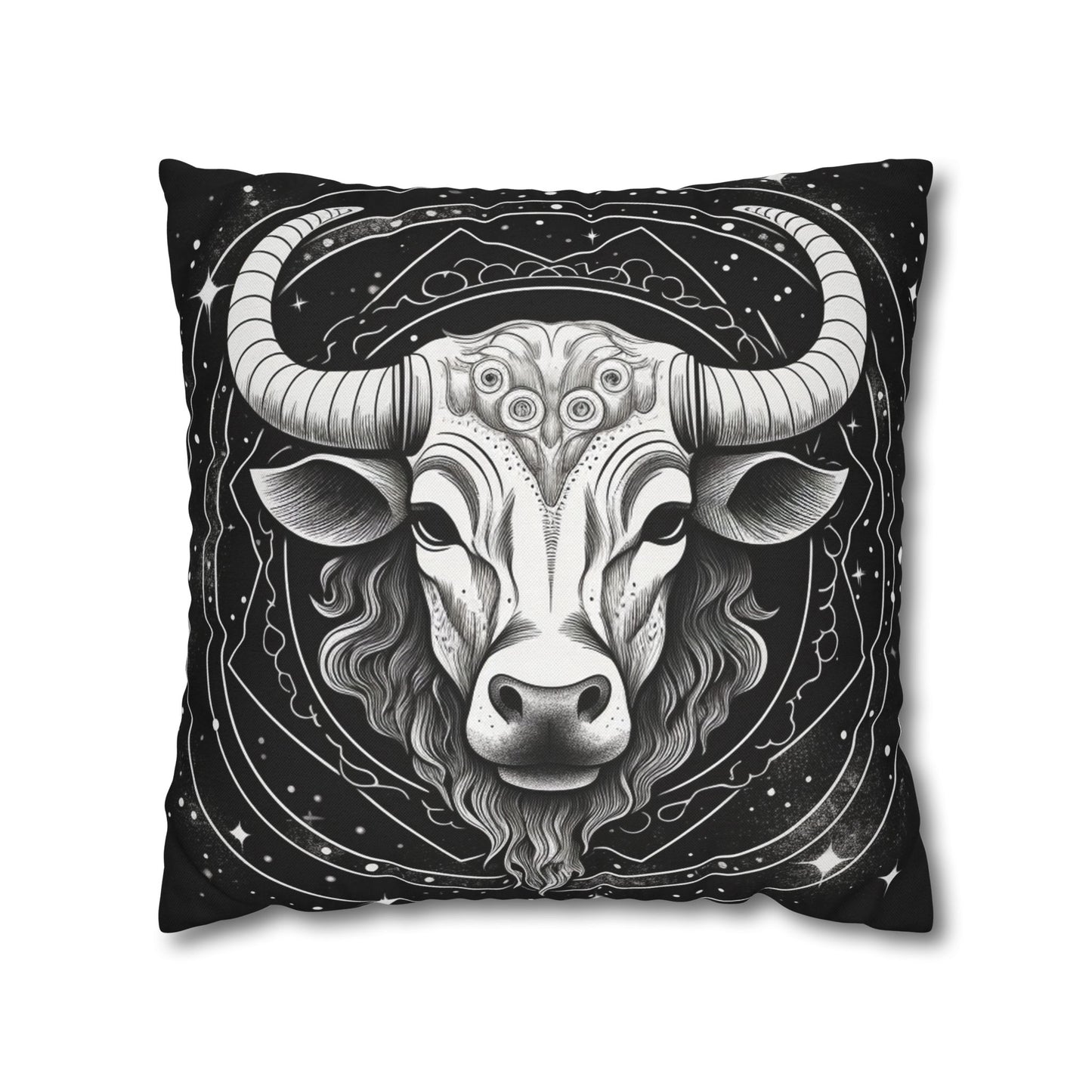 Taurus Sign Spun Polyester Square Pillow Case, Indoor, Double Sided