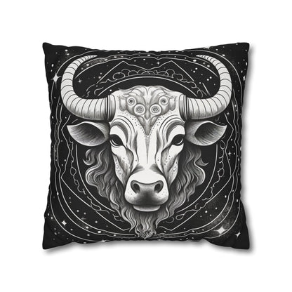 Taurus Sign Spun Polyester Square Pillow Case, Indoor, Double Sided