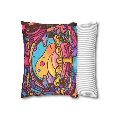 Cosmic Libra - Trippy Psychedelic Cartoon Art Zodiac Sign - Spun Polyester Square Pillow Case