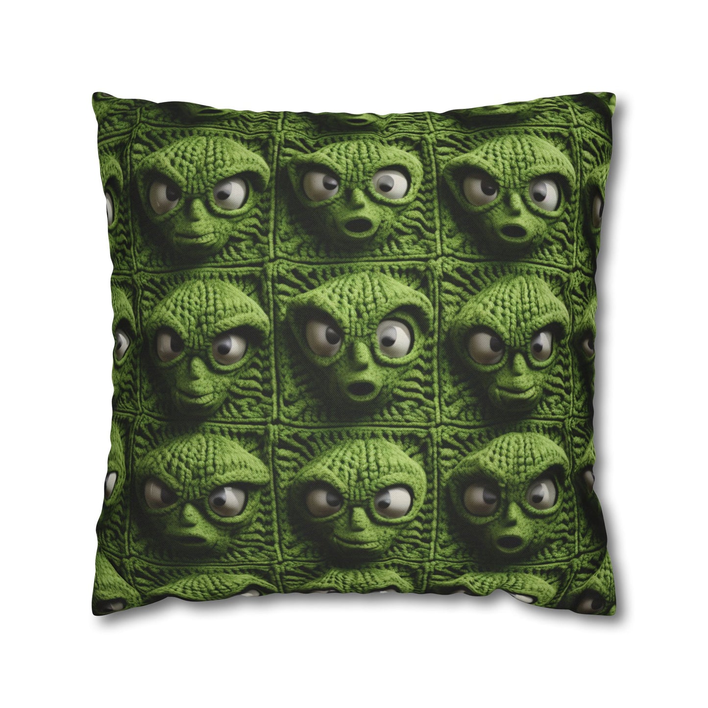 Alien Granny Square Crochet - Galacitc Space Sci fi Fantasy Theme - Spun Polyester Square Pillow Case