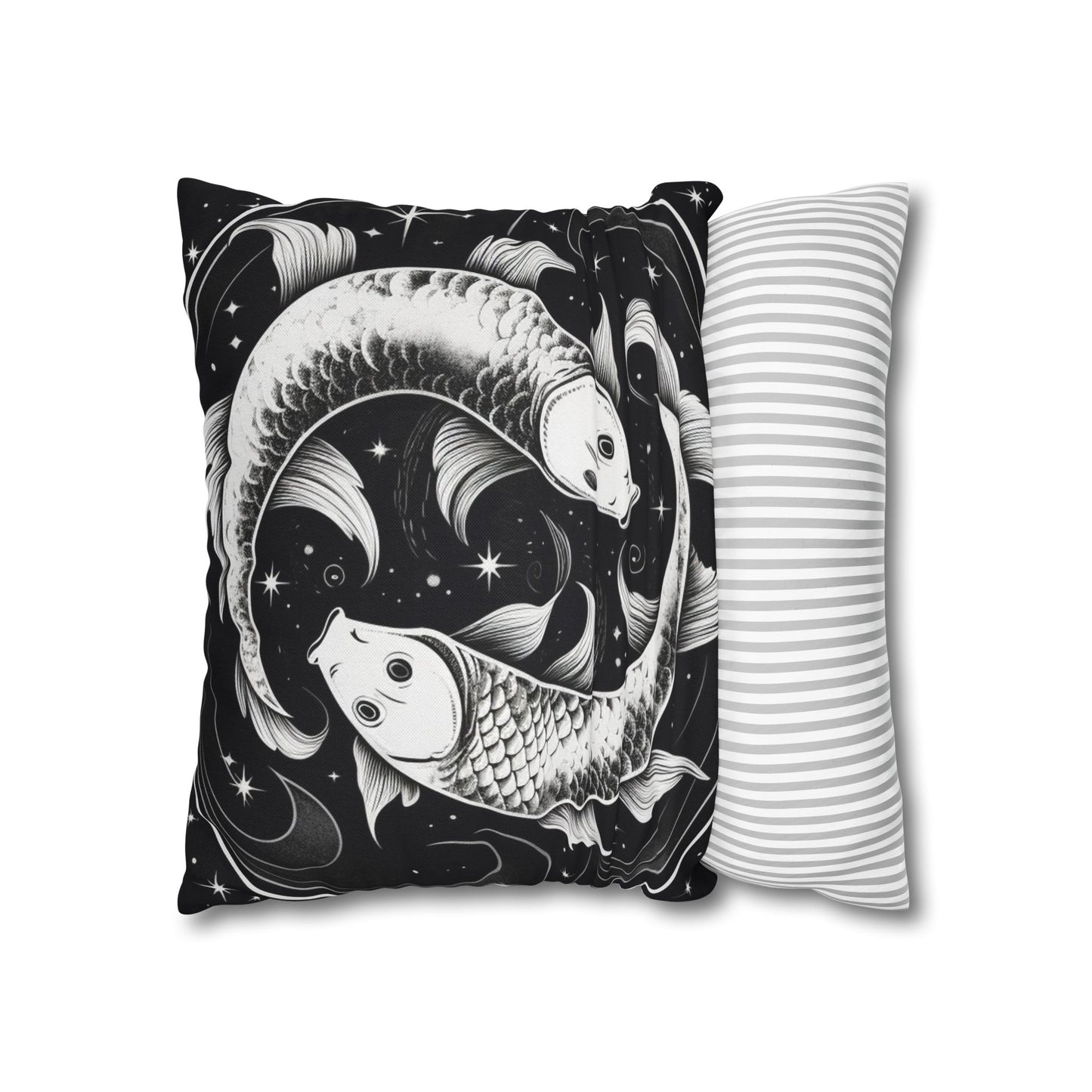 Pisces Zodiac Sign Polyester Square Pillow Case, Double Sided Design