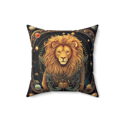 Astrological Leo Sign - Vibrant Cosmic Zodiac Astrology - Spun Polyester Square Pillow