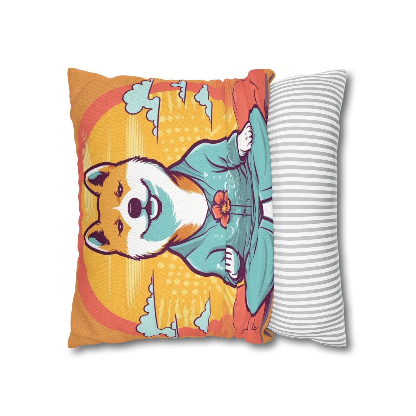 Shiba Inu Yoga Crypto Dog Japanese Namaste: Spun Polyester Square Pillow Case