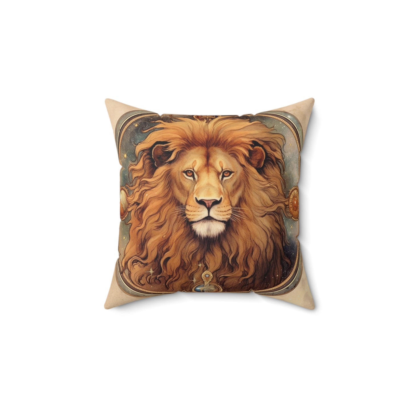 Astrological Leo Sign Vibrant Celestial Cosmic Zodiac -Spun Polyester Square Pillow