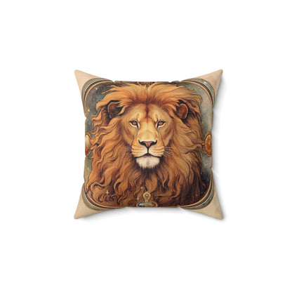 Astrological Leo Sign Vibrant Celestial Cosmic Zodiac -Spun Polyester Square Pillow