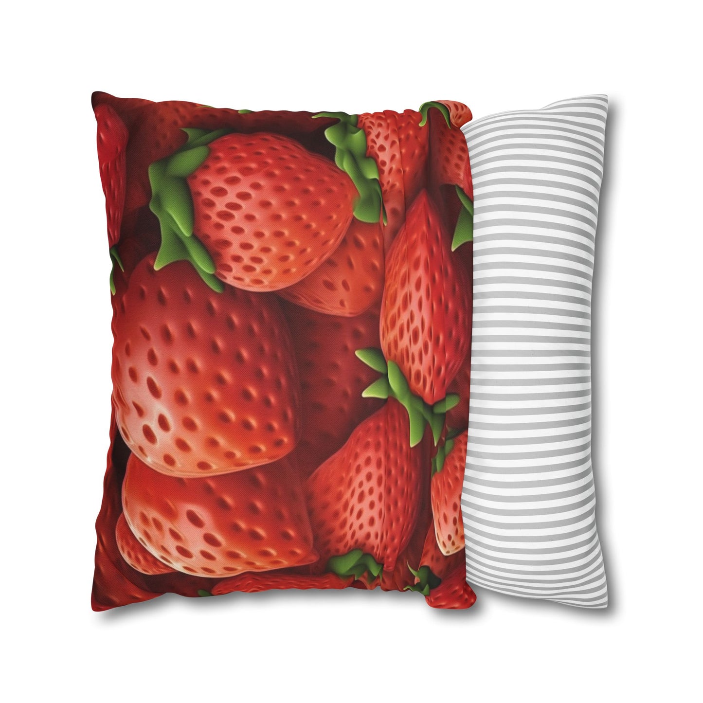 Garden Strawberries- Wild Sweet Gourmet - Farm Growing Ripe Red Fruit -Spun Polyester Square Pillow Case