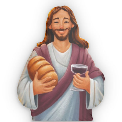 Jesus Bread Wine, Funny Gift, Shaped Pillow