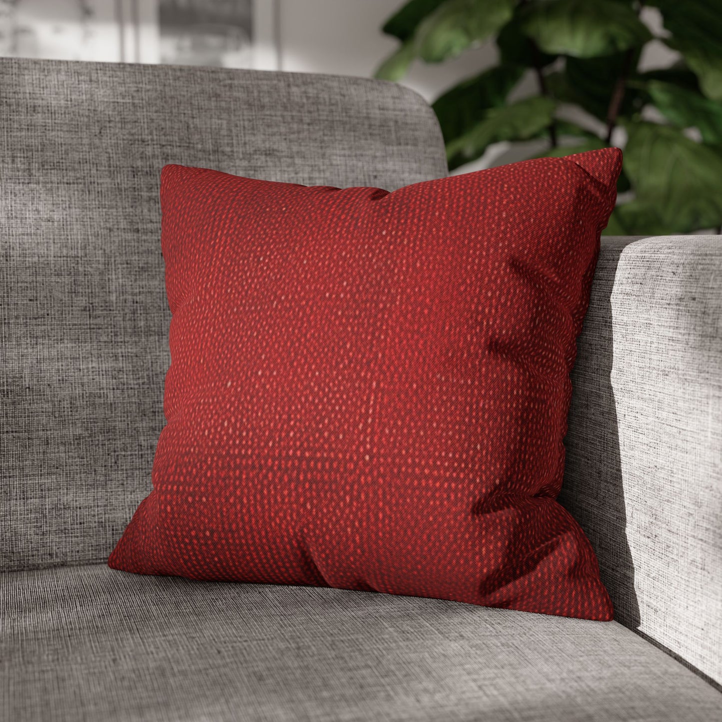 Juicy Red Berry Blast: Denim Fabric Inspired Design - Spun Polyester Square Pillow Case