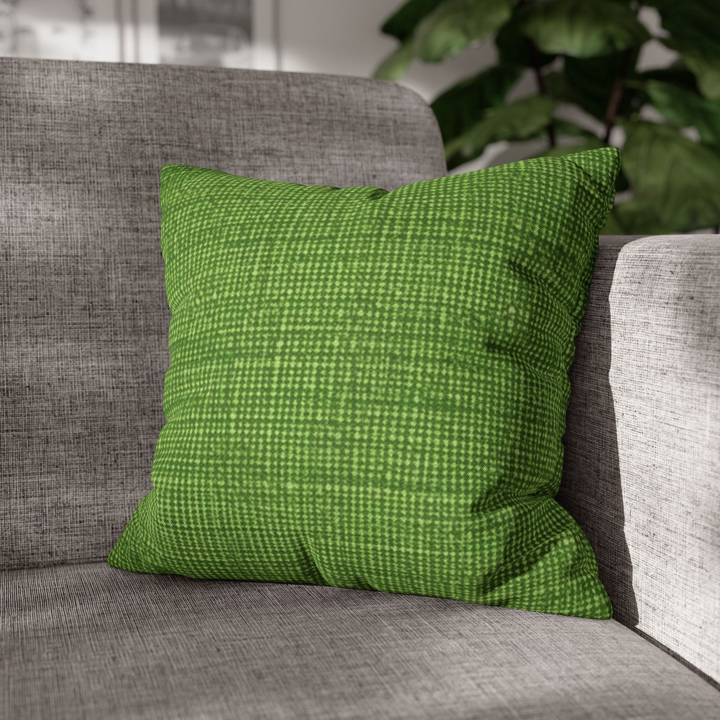 Olive Green Denim-Style: Seamless, Textured Fabric - Spun Polyester Square Pillow Case