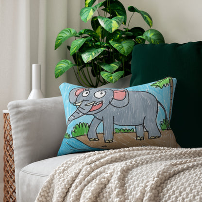 Elefante Elephant King Safari Animal Laundry Spun Polyester Lumbar Pillow