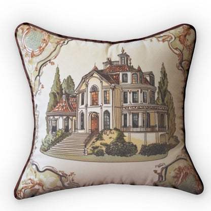 Fancy Classic Historic Elegant House, Stuffed Mansion, Plush Shaped Pillow