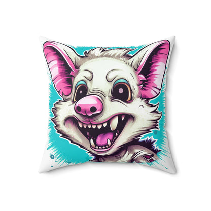 Animated Opossum Retro Anime Fun Graphic Spun Polyester Square Pillow