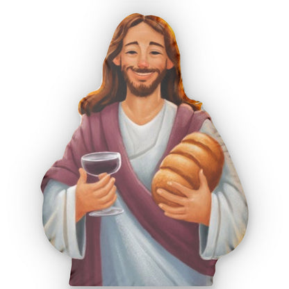 Jesus Bread Wine, Funny Gift, Shaped Pillow