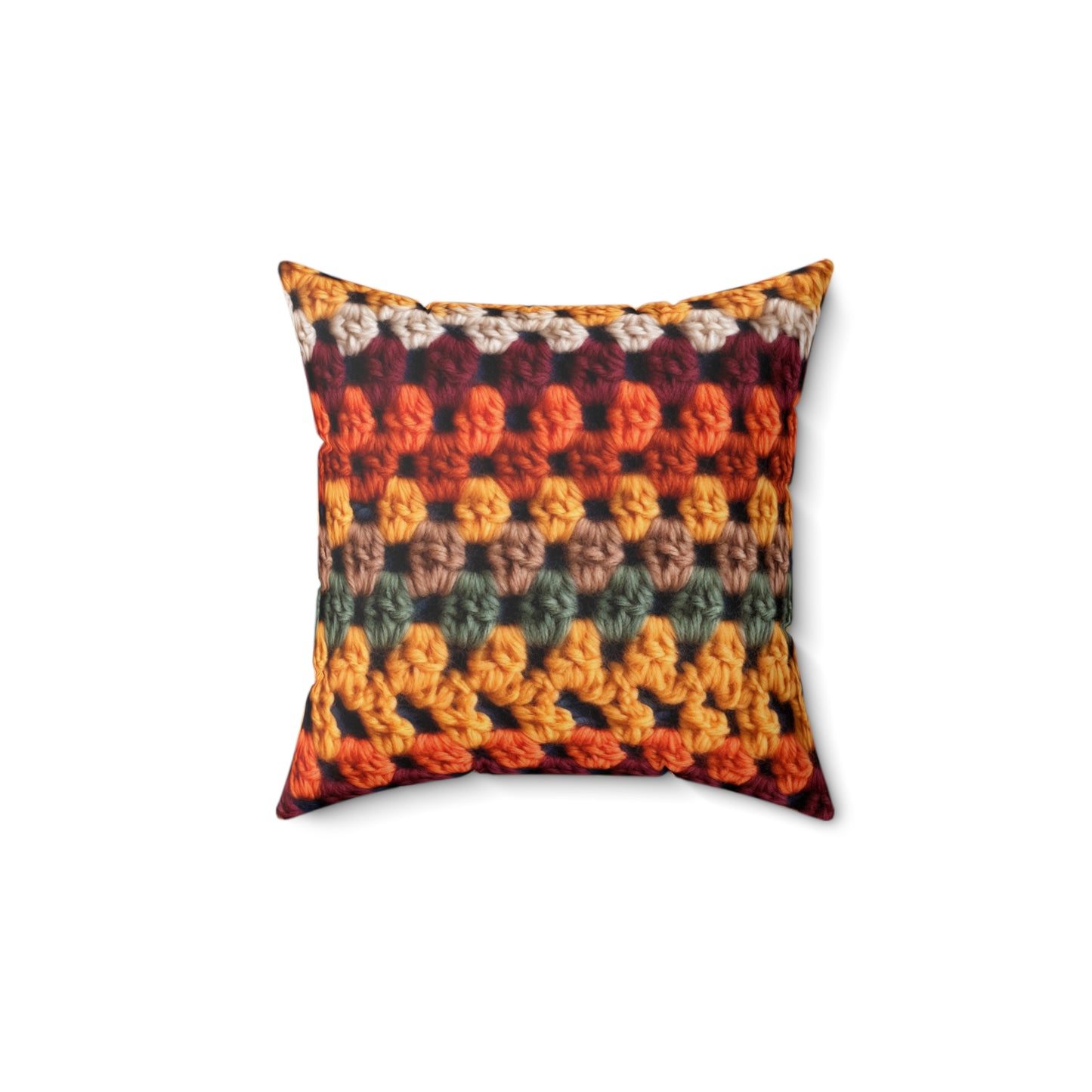 Crochet Thanksgiving Fall: Classic Fashion Colors for Seasonal Look - Spun Polyester Square Pillow