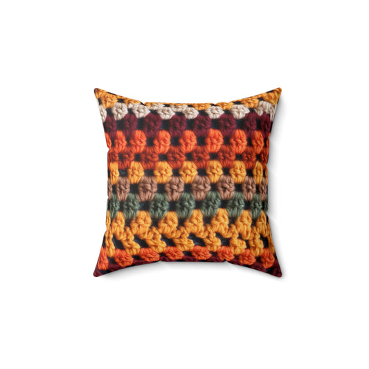 Crochet Thanksgiving Fall: Classic Fashion Colors for Seasonal Look - Spun Polyester Square Pillow