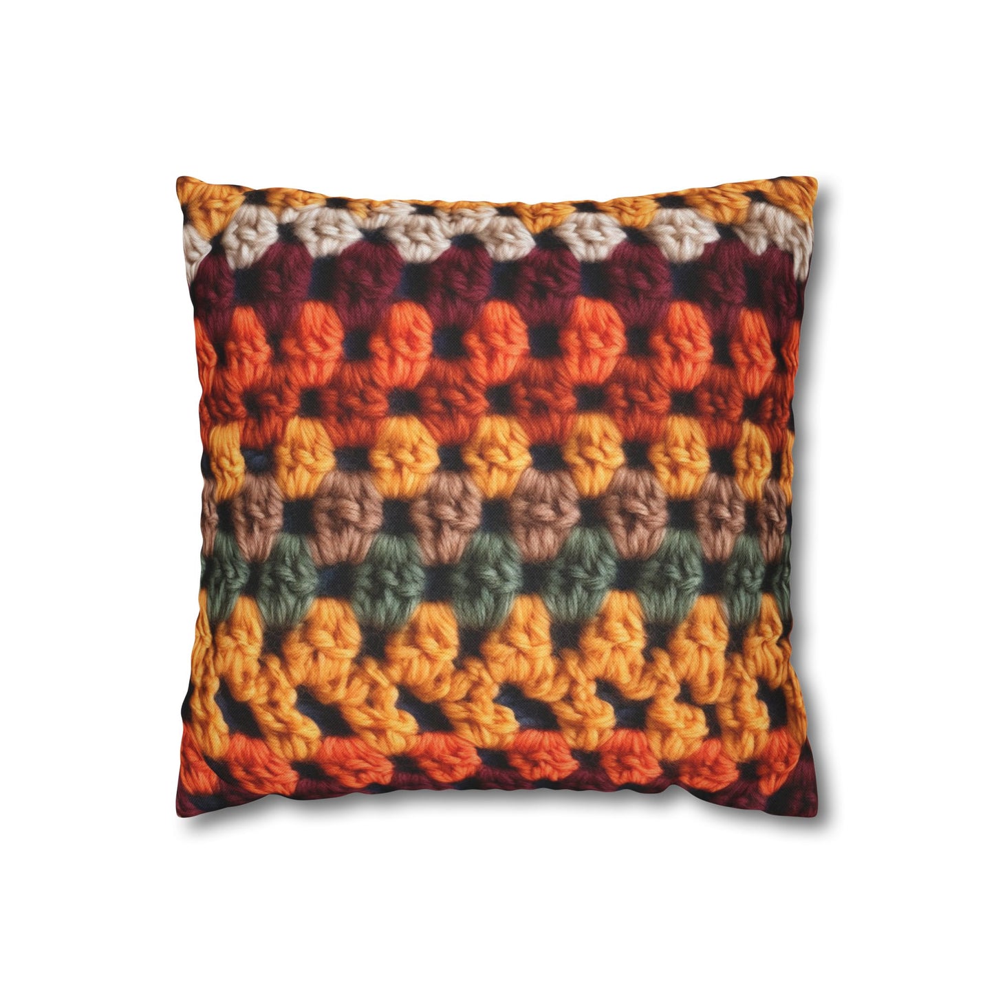 Crochet Thanksgiving Fall: Classic Fashion Colors for Seasonal Look - Spun Polyester Square Pillow Case