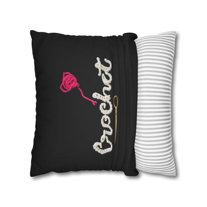 Crochet Love Gift - Heartfelt Fabric Fashion Collector Style - Spun Polyester Square Pillow Case