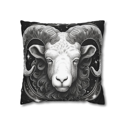 Aries Zodiac Sign Spun Polyester Square Pillow Case, Double Sided Print