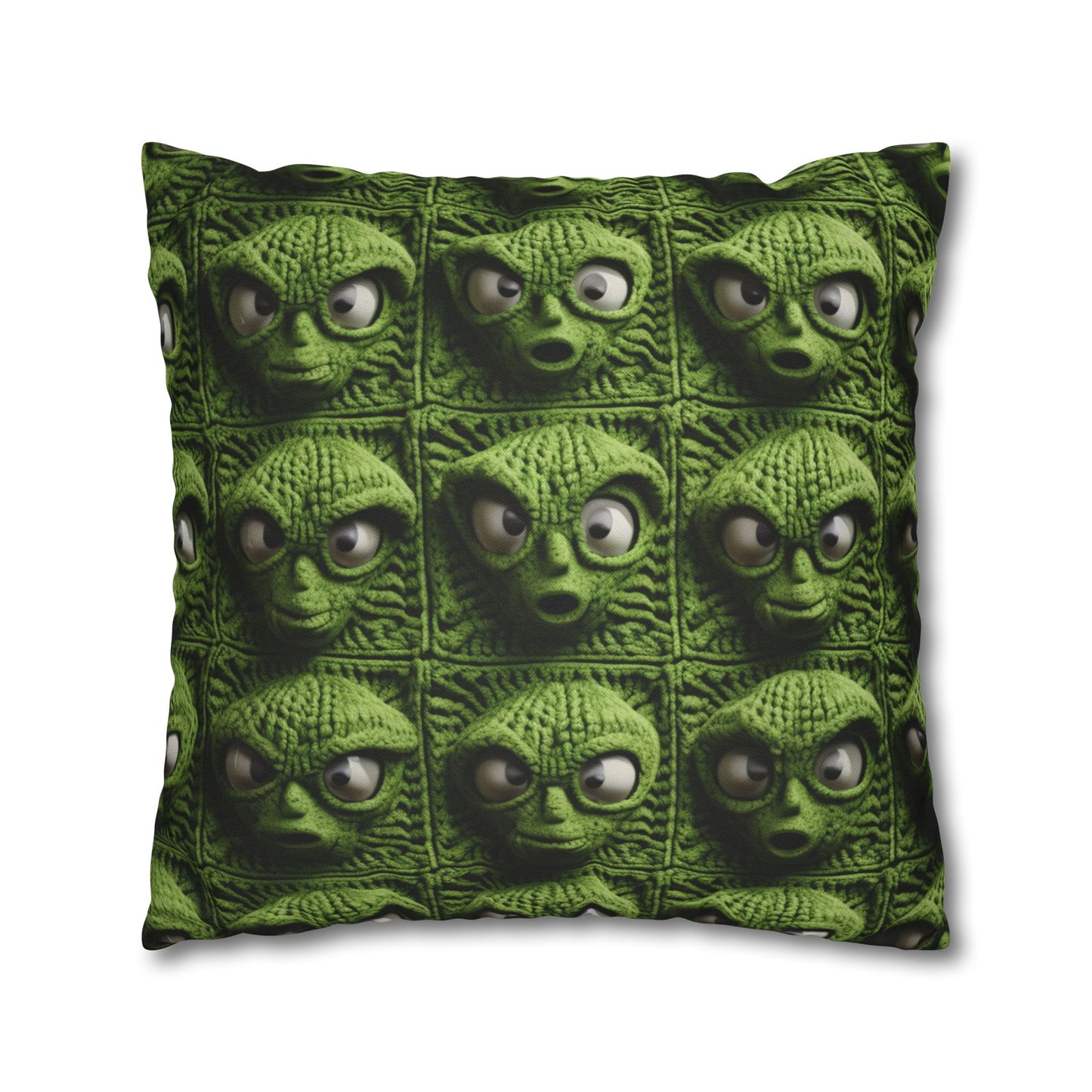 Alien Granny Square Crochet - Galacitc Space Sci fi Fantasy Theme - Spun Polyester Square Pillow Case