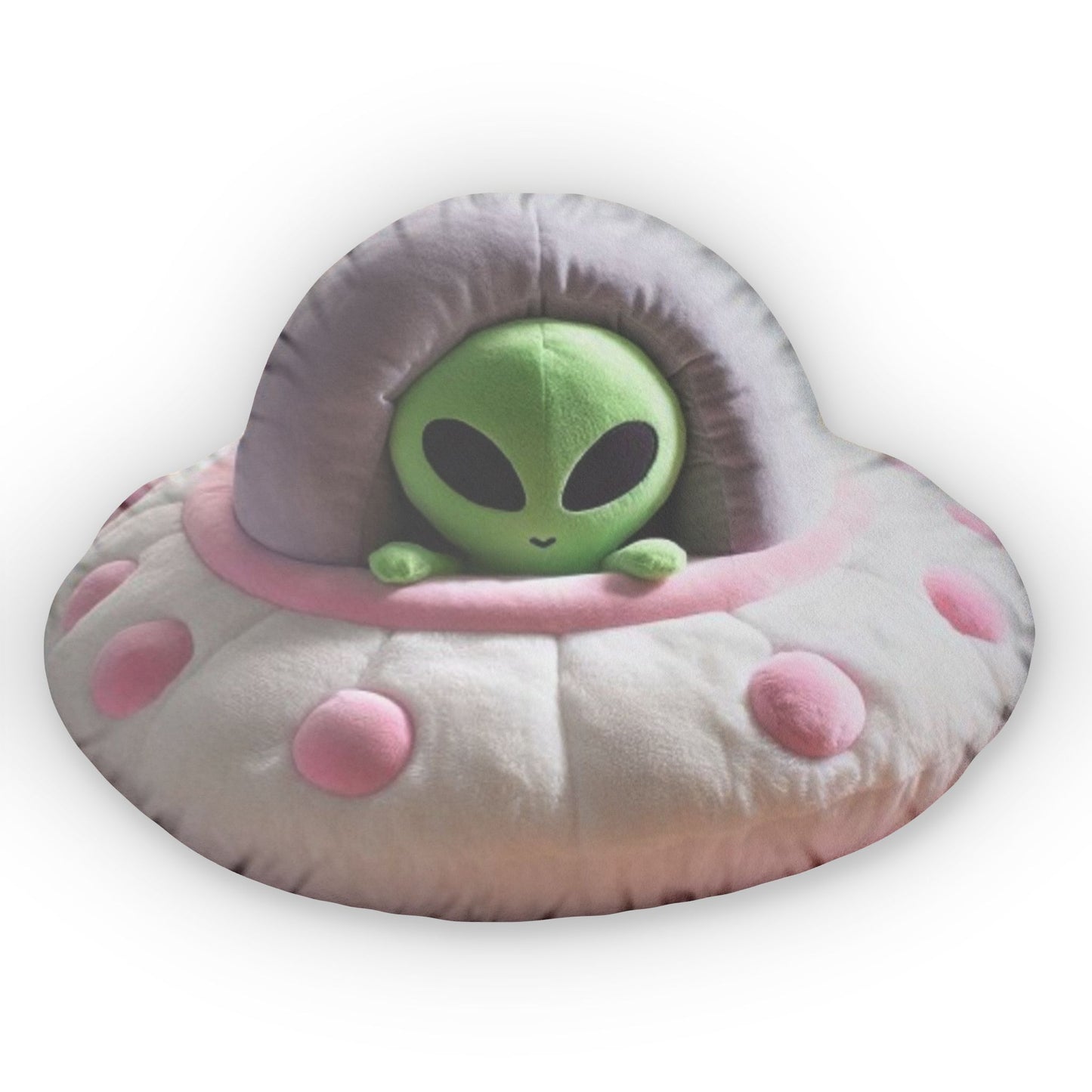 Cute Alien UFO, Gift For Her, Galactic Space Craft Ship, Plush Shaped Pillow