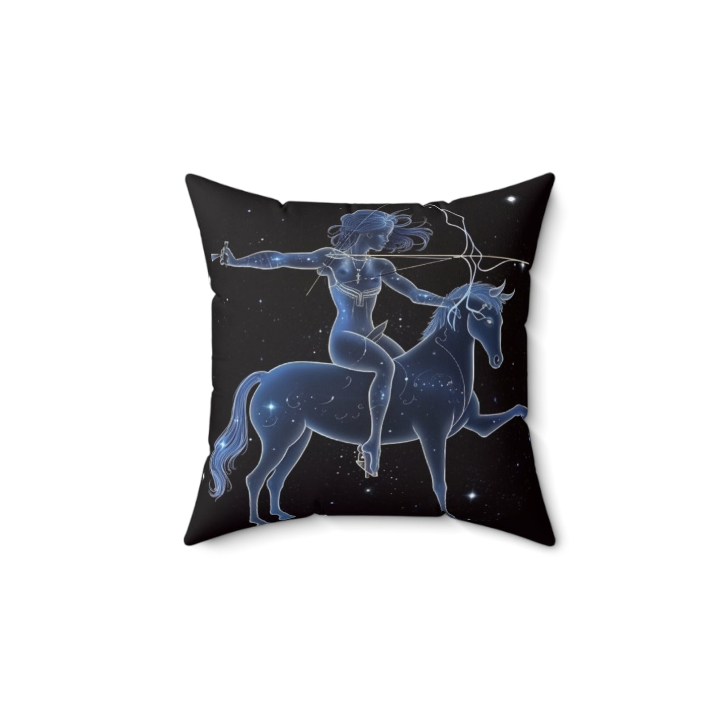 Sagittarius Zodiac in Starlit Universe - Fluorescent Colors - Spun Polyester Square Pillow