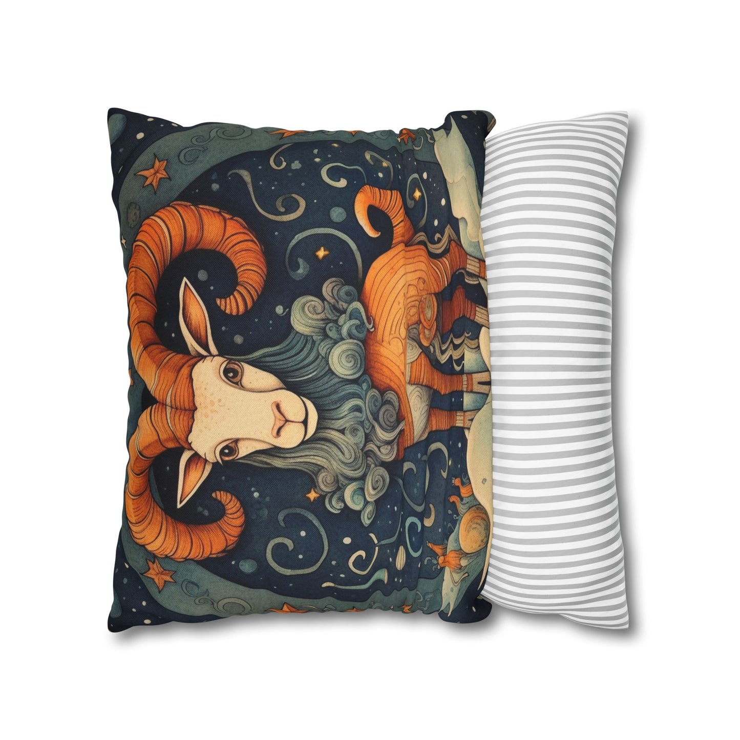 Capricorn Zodiac Children's Book Style Humorous Design - Spun Polyester Square Pillow Case