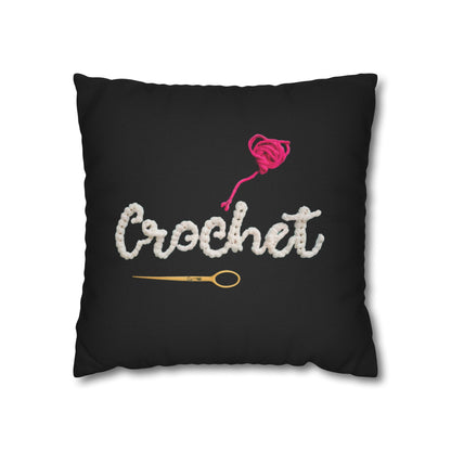 Crochet Love Gift - Heartfelt Fabric Fashion Collector Style - Spun Polyester Square Pillow Case