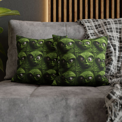 Alien Granny Square Crochet - Galacitc Space Sci fi Fantasy Theme - Spun Polyester Square Pillow Case