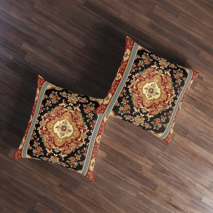 Tufted Floor Pillow, Oriental-Inspired Design, Polyester & Stitching