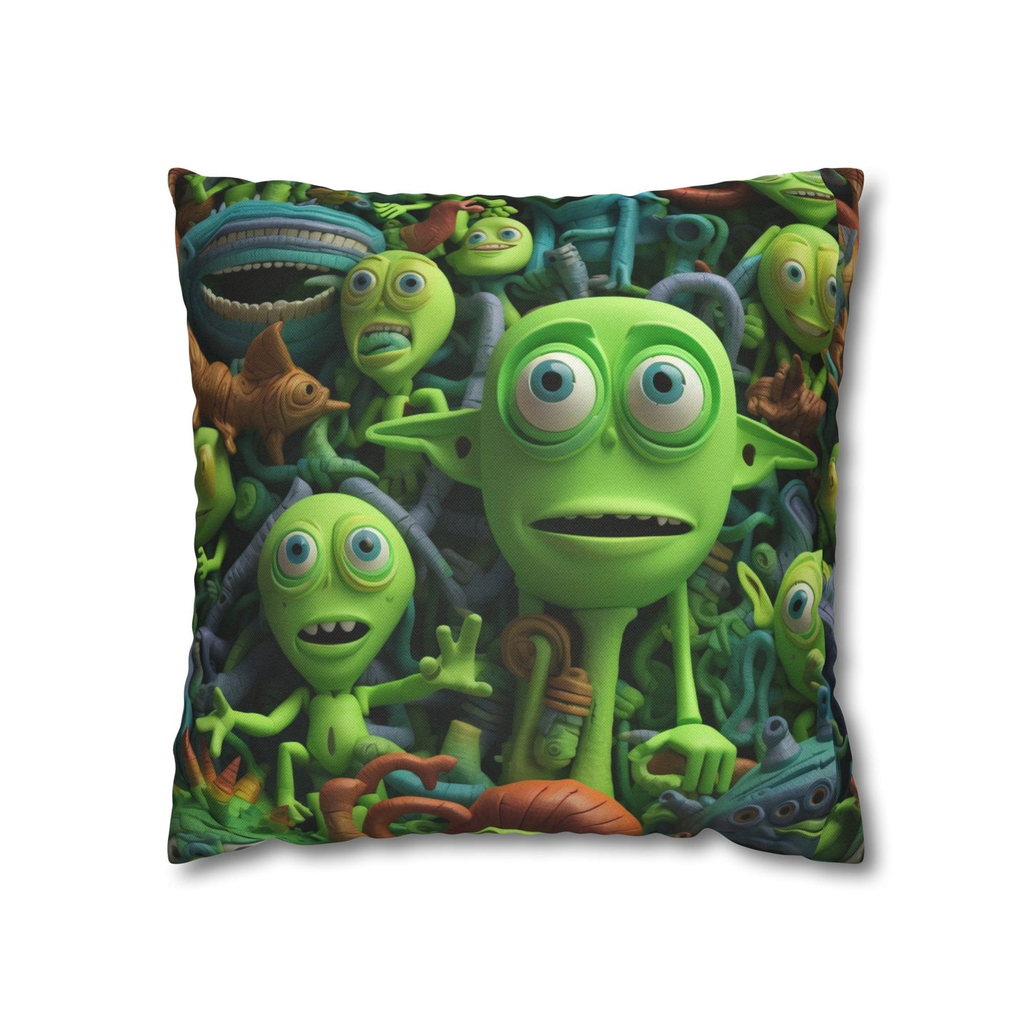 Toy Alien Story Space Character Galactic UFO Anime Cartoon - Spun Polyester Square Pillow Case