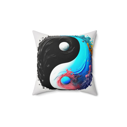 Yin Yang Symbol, Colorful Paint Style - Artistic Decor - Spun Polyester Square Pillow