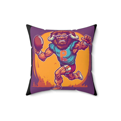 American Football Baffalo Bison Game Sport Graphic Spun Polyester Square Pillow