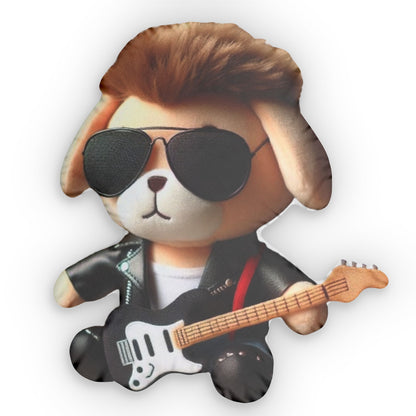 Rock Star Dog, Music Gift, Plush Shaped Pillow