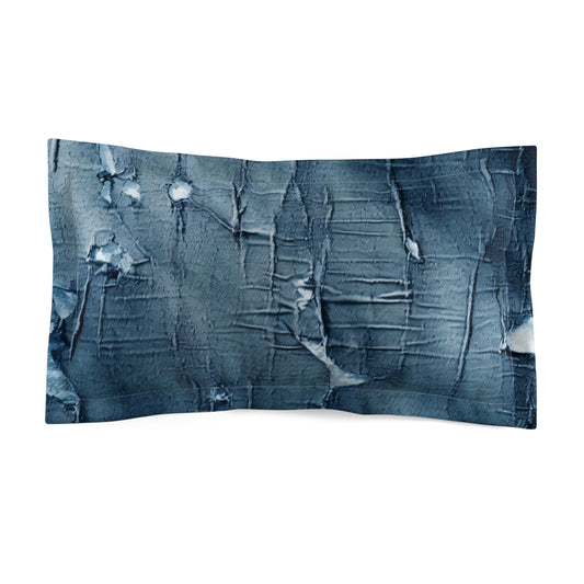 Distressed Blue Denim-Look: Edgy, Torn Fabric Design - Microfiber Pillow Sham