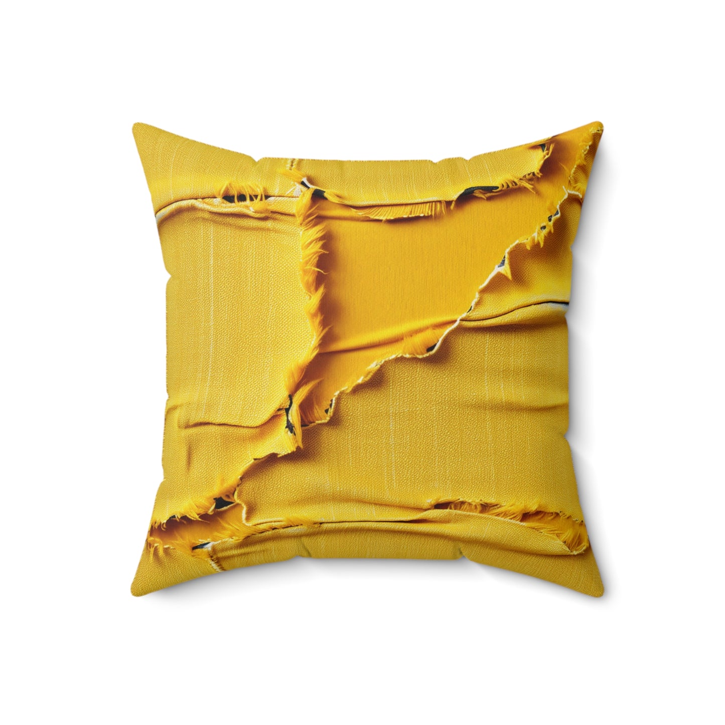 Banana Yellow Lemon: Bold Distressed, Denim-Inspired Fabric - Spun Polyester Square Pillow