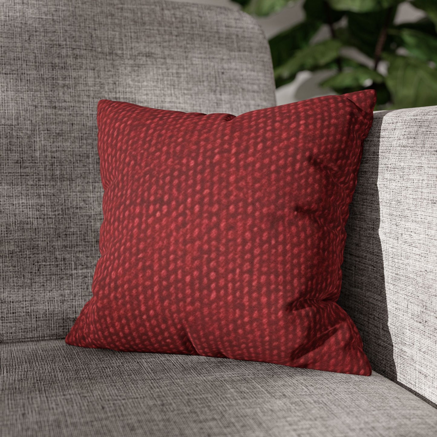 Bold Ruby Red: Denim-Inspired, Passionate Fabric Style - Spun Polyester Square Pillow Case