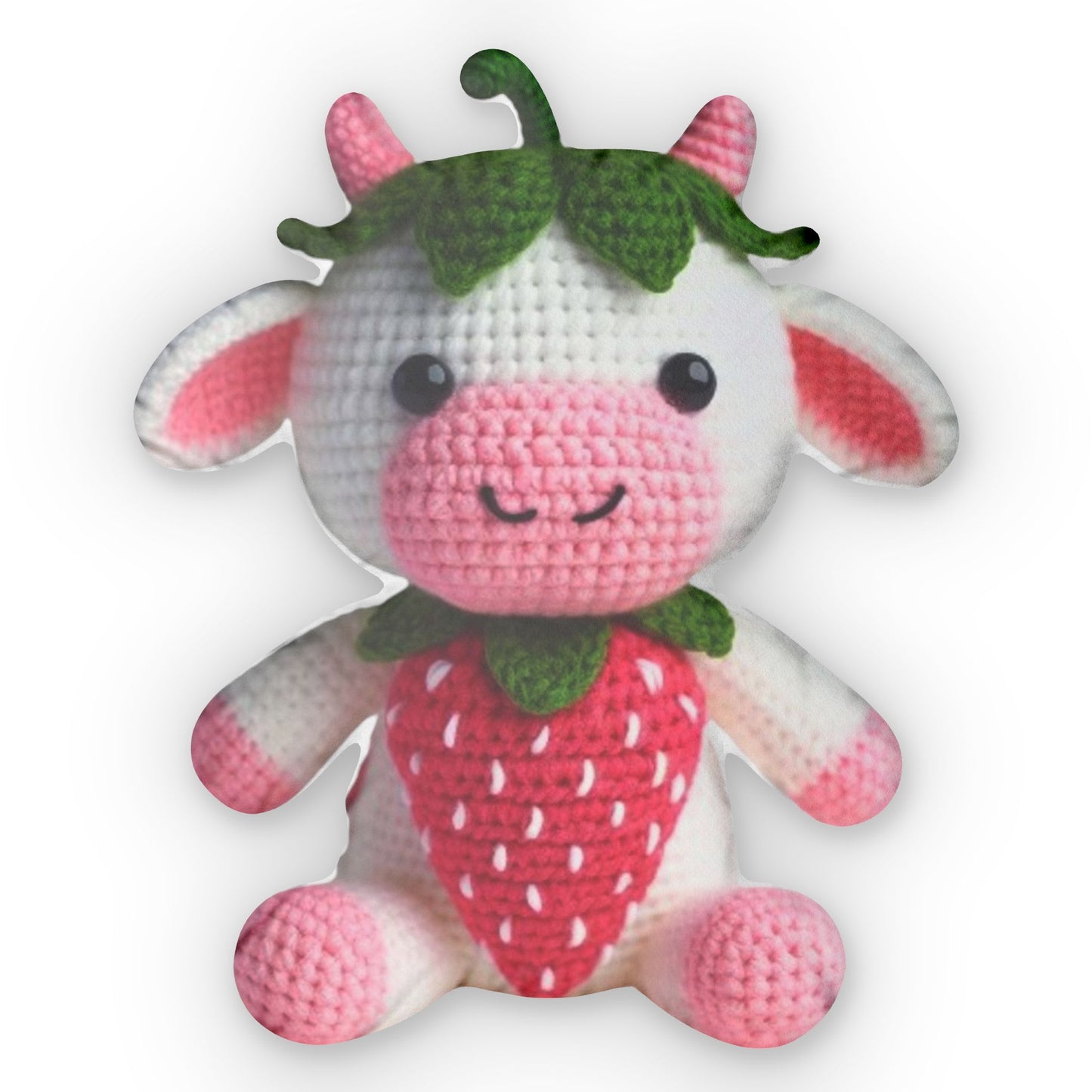 Cow | Strawberry Crochet Cow | Cow Plushie | Amigurumi | Strawberry cow | Gifts for her - Shaped Pillow