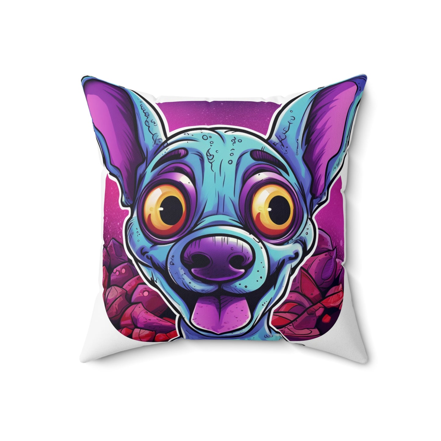 Classic Alien Dog Space Cartoon Style with a Retro Twist Spun Polyester Square Pillow