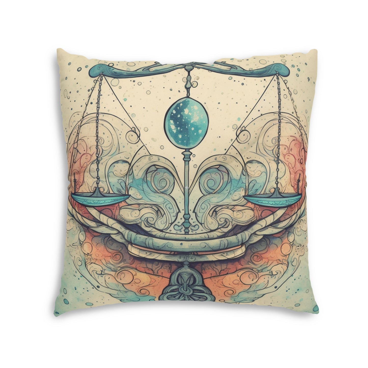 Libra Zodiac - Astrology Sign Street Art Equilibrium in Pastels - Tufted Floor Pillow, Square