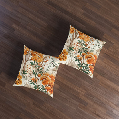 Four Seasons Beauty: Spring, Summer, Autumn & Winter Design Tufted Floor Pillow, Square