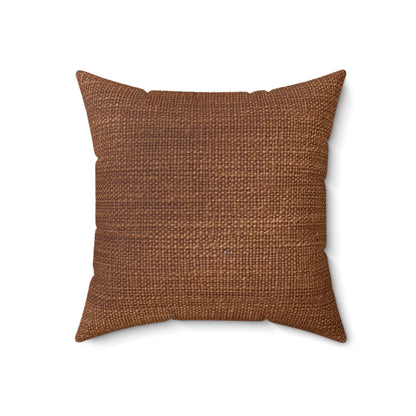 Luxe Dark Brown: Denim-Inspired, Distinctively Textured Fabric - Spun Polyester Square Pillow