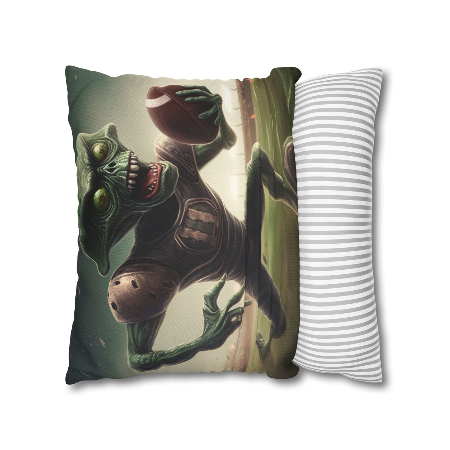 Alien Football Space Sport Game Stadium Athlete Galaxy Player - Spun Polyester Square Pillow Case