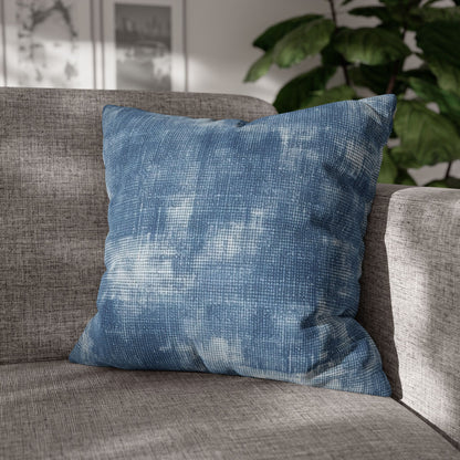 Faded Blue Washed-Out: Denim-Inspired, Style Fabric - Spun Polyester Square Pillow Case